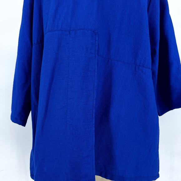 Niche Relaxed Fit V-Neck Exposed Seam Lagenlook Top Large Cobalt Blue - Picture 3 of 9